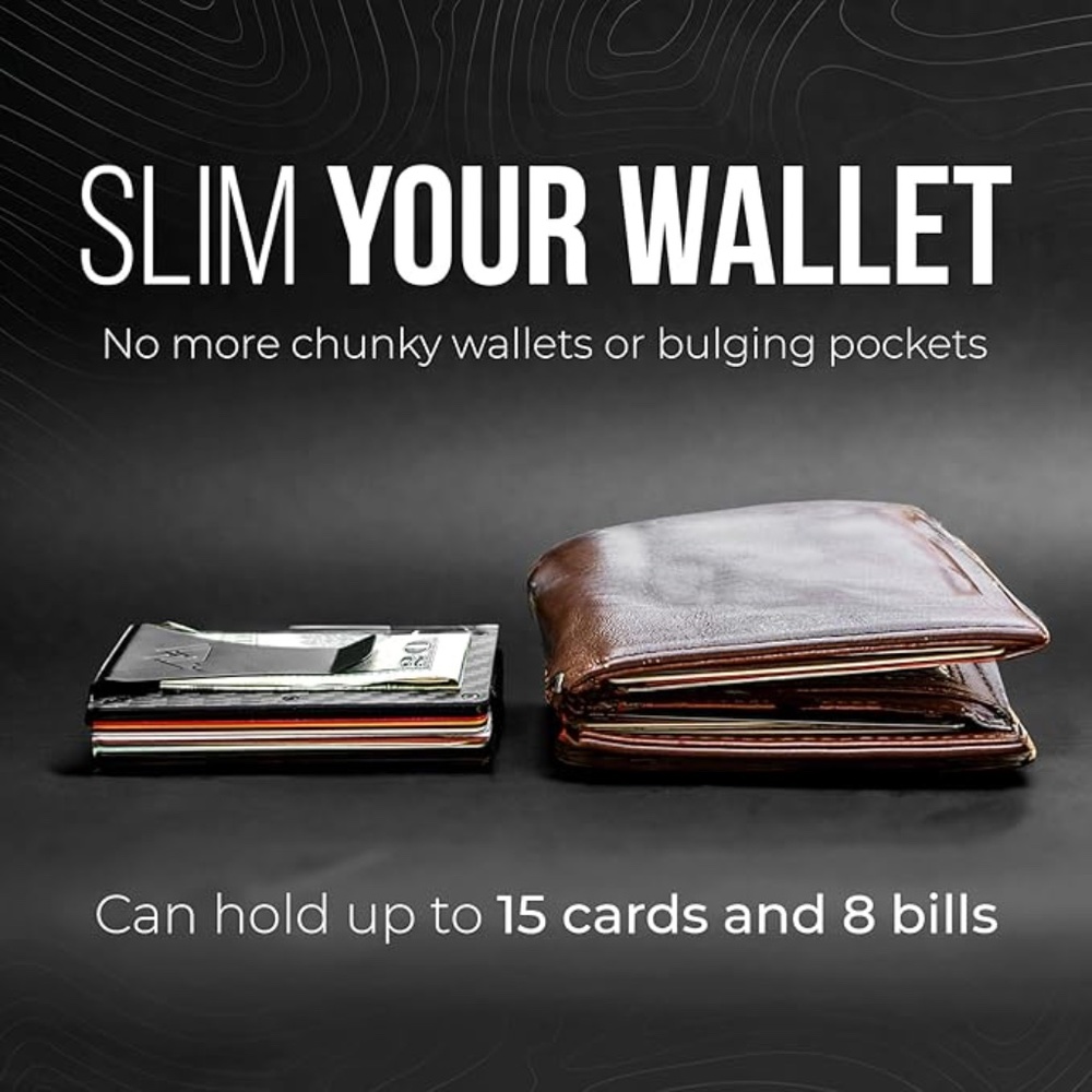New Minimalist Slim RFID Metal Black Wallet, Credit Card Holder & Money Clip - Picture 5 of 6